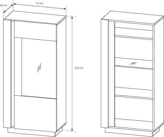 Vitrină Pentru Sufragerie Din Placă Din Lemn Agregat Cu Geam Alb 72x40x154cm