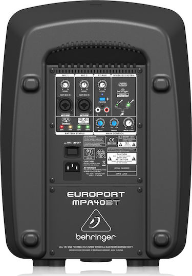 Behringer MPA40BT Σετ με Αυτοενισχυόμενα Ηχείο PA 40W με Woofer 8" με Μπαταρία 30.9x24.2x42εκ.