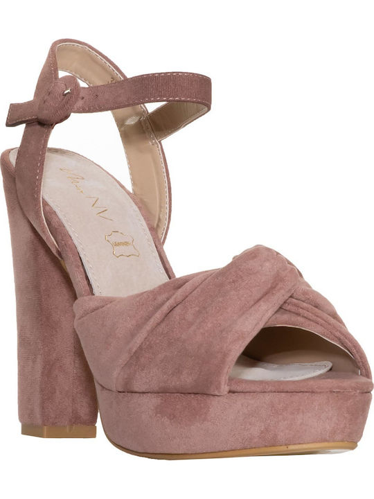 Envie Shoes Platform Suede Women's Sandals Pink