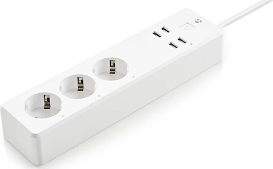 Nedis Smart Power Strip 3 Positions with 4 USB-A and Switch
