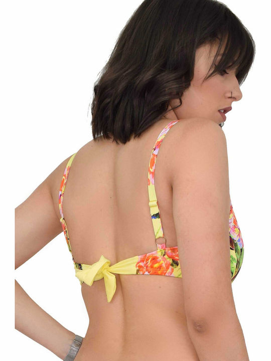Bluepoint Padded Underwire Bikini Bra with Adjustable Straps Yellow Floral
