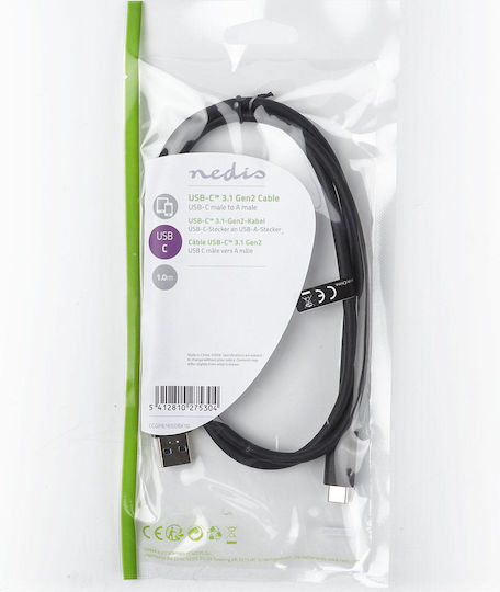 Nedis USB 3.1 Kabel USB-C männlich - USB-A Schwarz 1m (CCGP61650BK10)