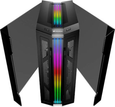 Cougar Gemini T Gaming Midi Tower Κουτί Υπολογιστή με Πλαϊνό Παράθυρο και RGB Φωτισμό Μαύρο