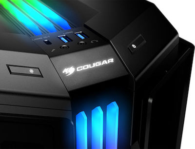 Cougar Gemini T Gaming Midi Tower Κουτί Υπολογιστή με Πλαϊνό Παράθυρο και RGB Φωτισμό Μαύρο