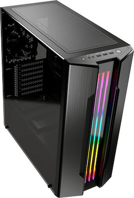 Cougar Gemini S Gaming Midi Tower Κουτί Υπολογιστή με Πλαϊνό Παράθυρο και RGB Φωτισμό Μαύρο