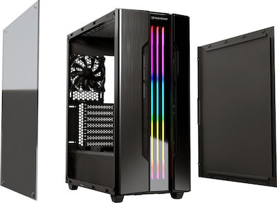 Cougar Gemini S Gaming Midi Tower Κουτί Υπολογιστή με Πλαϊνό Παράθυρο και RGB Φωτισμό Μαύρο