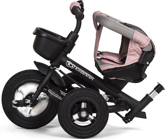 Kinderkraft Aveo Kids Tricycle Foldable, Convertible, With Push Handle & Sunshade for 9+ Months Pink