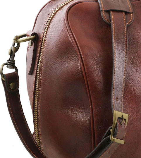 Tuscany Leather Lisbona Small Σακ Βουαγιάζ Σκούρο από Δέρμα M49εκ.