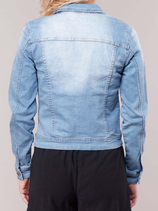 Only Women's Short Jean Jacket for Spring or Autumn Light Blue