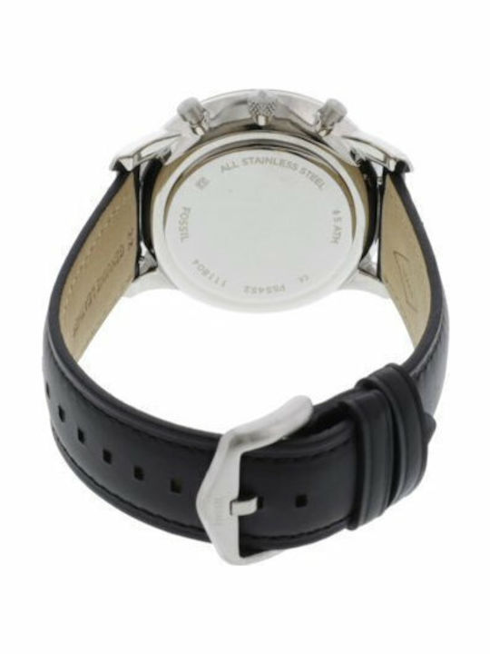 Fossil Ceas Barbati Neutru 44mm Cronograf Baterie cu Curea din Piele Neagră