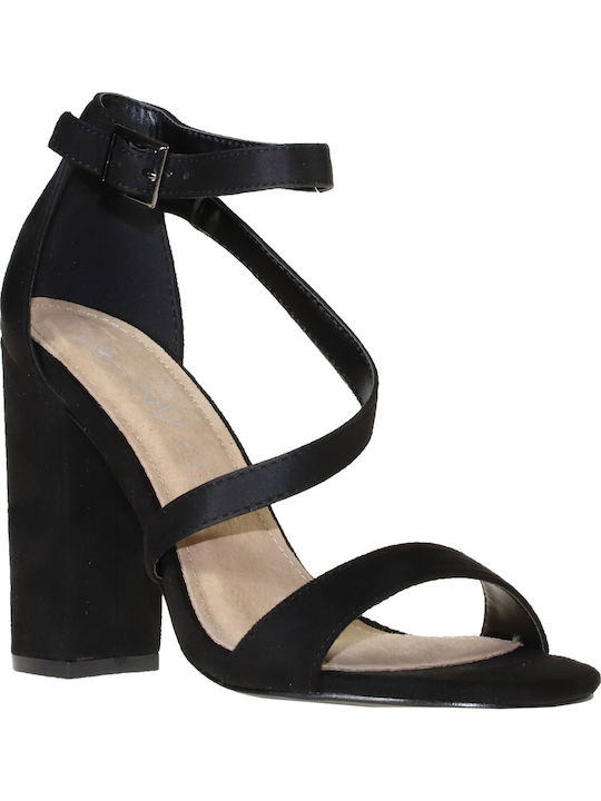 Envie Shoes Damen Sandalen mit Chunky hohem Absatz in Schwarz Farbe