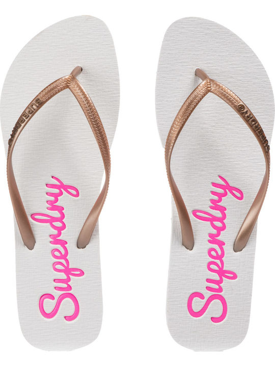 Superdry Super Sleek Flip Flop Papuci de plajă în Aur Culore