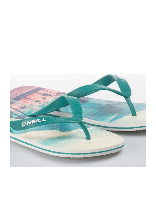 Profile Pattern Men's Flip Flops Turquoise