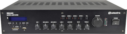Adastra RM240S Ολοκληρωμένος Ενισχυτής Εγκαταστάσεων 5 Καναλιών 240W/8Ω με 4 Ζώνες 240W/100V και Συνδέσεις USB/FM/Bluetooth