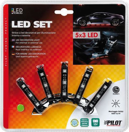 Lampa Hyper-Led Set 5x3 Red Led Вътрешна Декоративна Система за Осветление на Автомобил Червено