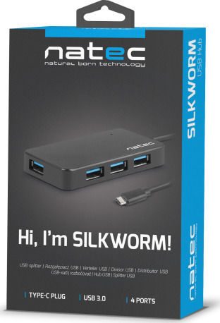 Natec Silkworm Hub 4 Anschlüsse USB 3.0 mit Anschluss an einen Computer USB-C