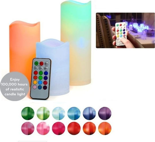 Διακοσμητικό Φωτιστικό LED RGB Κερί 3τμχ