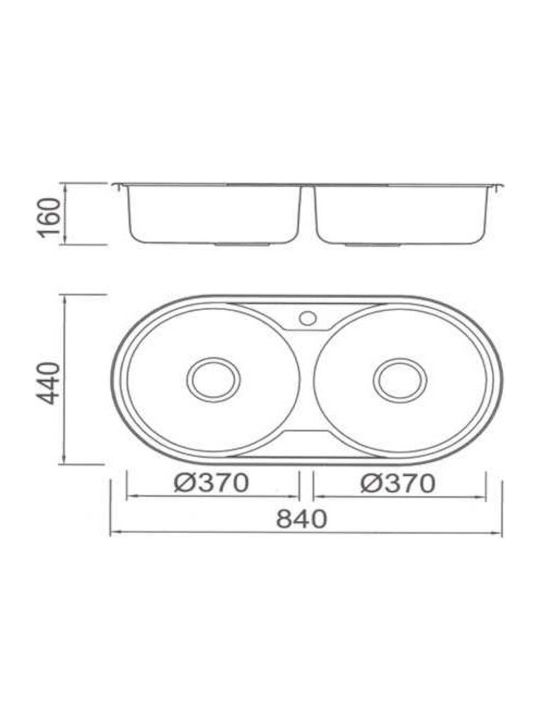 Gloria Finox 304 Global II Nova Ένθετος Νεροχύτης Inox Σατινέ Μ84xΠ44cm Ασημί