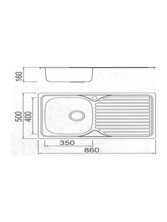Gloria Lira Finox 304 Ένθετος Νεροχύτης Inox Σατινέ Μ86xΠ50cm Ασημί