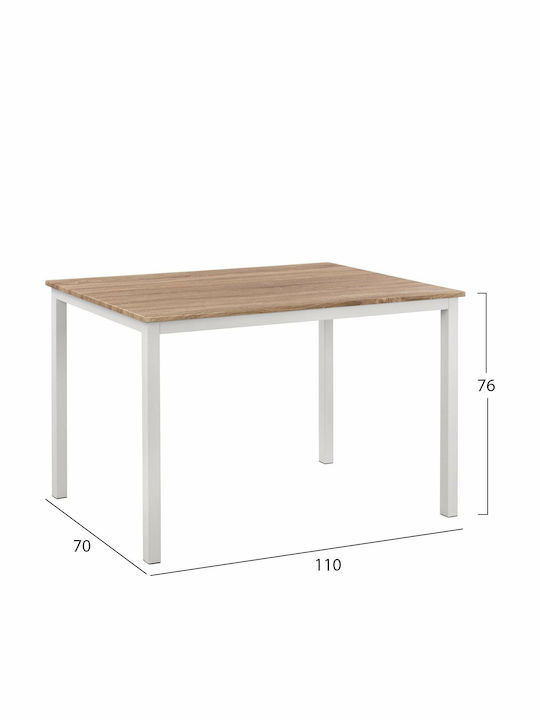 Sonama Table Dining Room Wooden with Metal Frame White 110x70x76cm