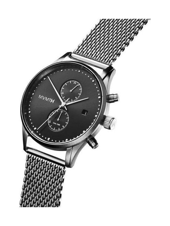 MVMT Voyager Ανδρικό Ρολόι 42mm Χρονογράφος Μπαταρίας με Ασημί Μεταλλικό Μπρασελέ