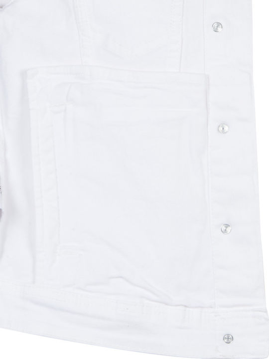 Scurtă Jachetă de femei din denim Alb