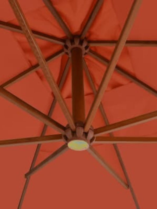 Hanging Squared Wooden Orange Parasol 4x4m