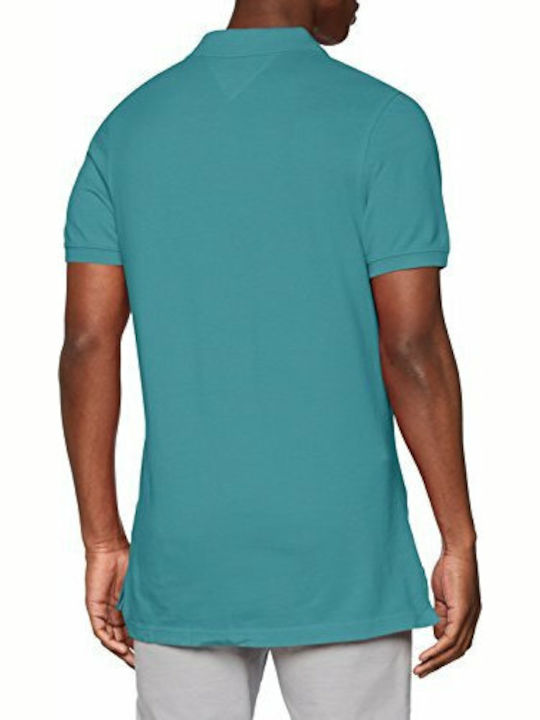 Tommy Hilfiger Ανδρικό T-shirt Κοντομάνικο Polo Τιρκουάζ
