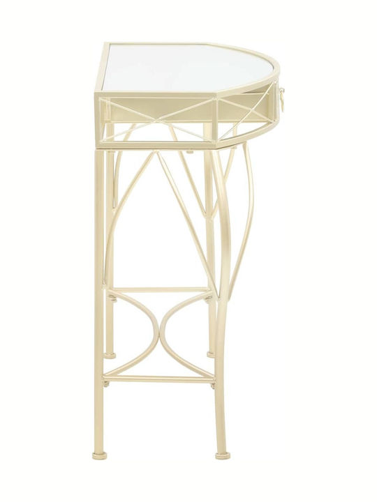 Console Table Metal with Glass Surface Gold L82xW39xH76cm
