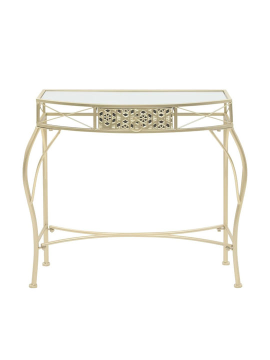 Console Table Metal with Glass Surface Gold L82xW39xH76cm