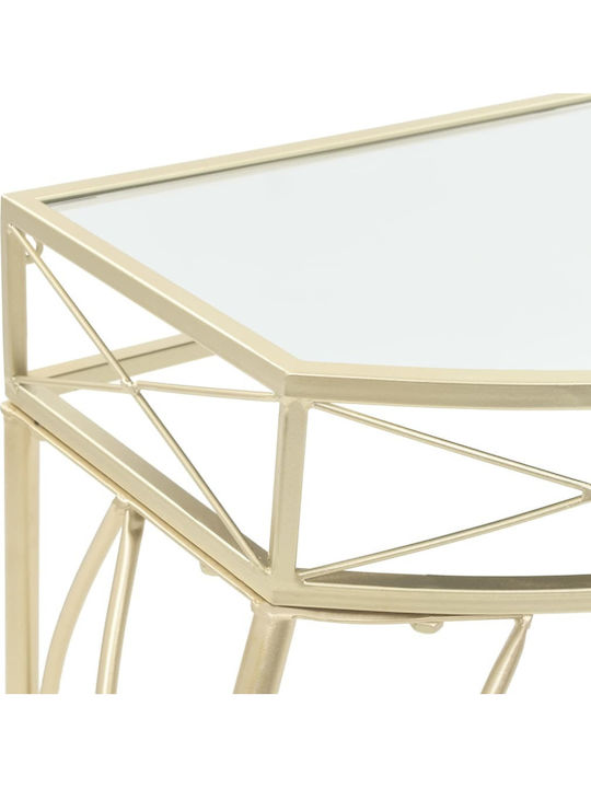 Console Table Metal with Glass Surface Gold L82xW39xH76cm