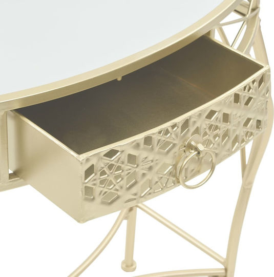 Console Table Metal with Glass Surface Gold L82xW39xH76cm
