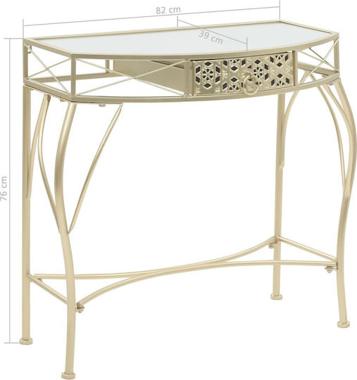 Console Table Metal with Glass Surface Gold L82xW39xH76cm