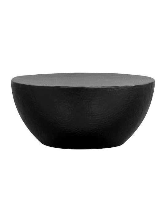 Round Central Coffee Table Hammered Aluminum Black W70xL70xH30cm