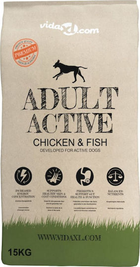 Premium Adult Active Chicken 15kg Dry Dog Food for Adult Dogs with Chicken and Fish