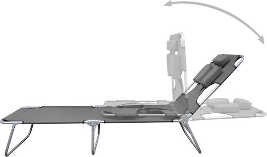 vidaXL Strandliegen Gray Faltbar mit Kissen 189x58x27cm. 1Stück