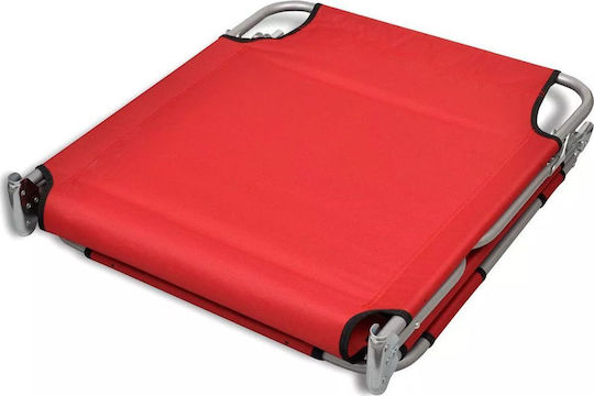vidaXL Foldable Steel Beach Sunbed Red with Pillow 189x58x27cm