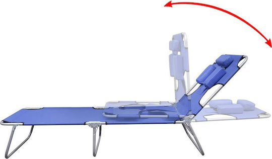 vidaXL Foldable Steel Beach Sunbed Blue with Pillow 189x58x27cm