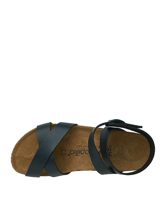 Lola Δερμάτινα Γυναικεία Σανδάλια Flatforms Μαύρα
