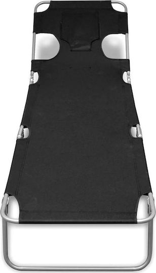 vidaXL Strandliegen Schwarz Faltbar mit Kissen 189x58x27cm. 1Stück