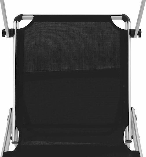 vidaXL Strandliegen Schwarz Faltbar mit Sonnenschirm 186x58x25.5cm. 1Stück