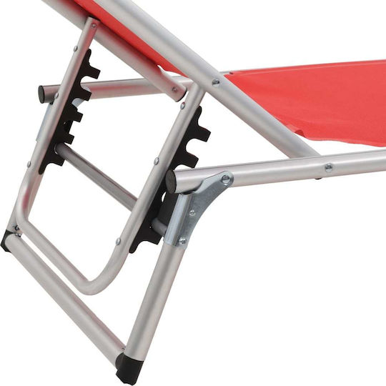 vidaXL vidaXL Strandliege Rote Klappbar Aluminium mit Sonnenschutz 186x58x25,5cm