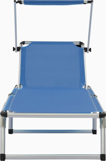 vidaXL Strandliegen Blau Faltbar mit Sonnenschirm 186x58x25.5cm. 1Stück