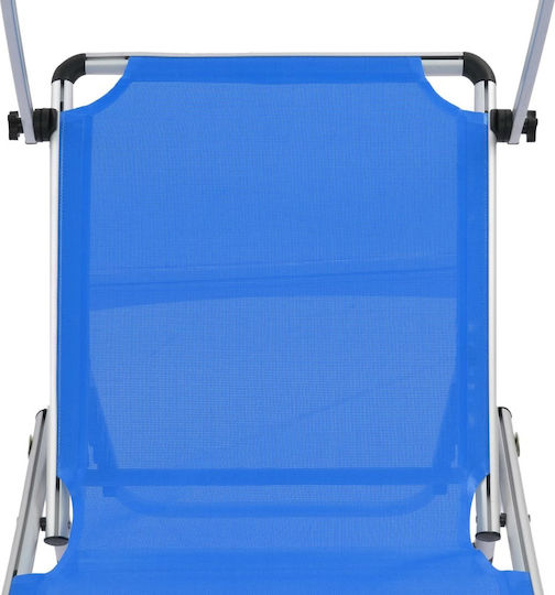 vidaXL Strandliegen Blau Faltbar mit Sonnenschirm 186x58x25.5cm. 1Stück