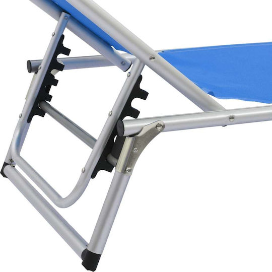 vidaXL Strandliegen Blau Faltbar mit Sonnenschirm 186x58x25.5cm. 1Stück
