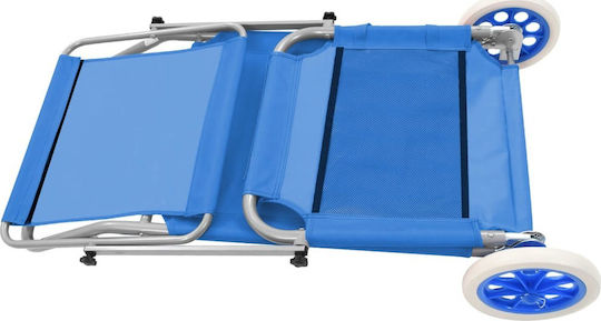vidaXL Foldable Steel Beach Sunbed Blue with Shader & Pillow 146x52cm