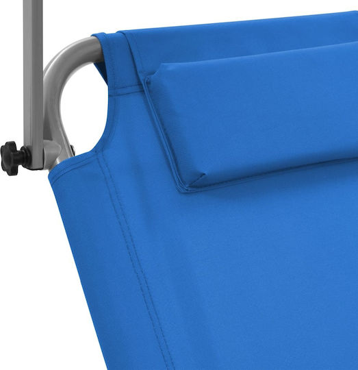 vidaXL Foldable Steel Beach Sunbed Blue with Shader & Pillow 146x52cm