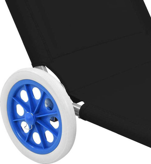 vidaXL vidaXL Beach Sunbed Black Foldable Steel with Shader & Pillow 146x52cm