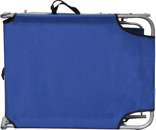 vidaXL Foldable Steel Beach Sunbed Blue with Shader 189x58x27cm