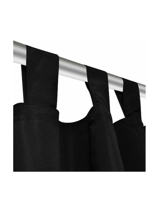 vidaXL Set Curtains with Tab Top Microsatin Black 140x175cm
